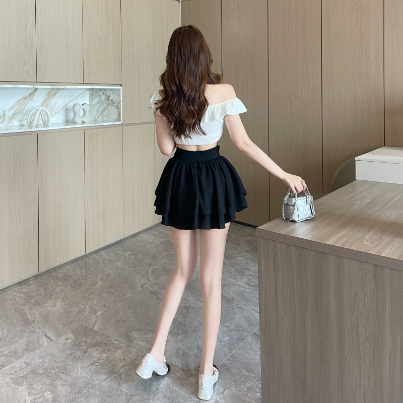 High waist short skirt thick and disorderly skirt for women