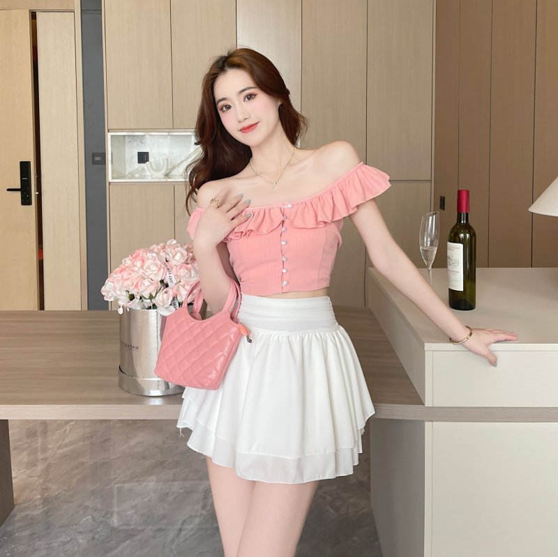 High waist short skirt thick and disorderly skirt for women