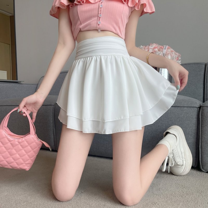 High waist short skirt thick and disorderly skirt for women