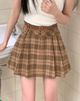 Plaid woolen anti emptied spring and summer pleated skirt