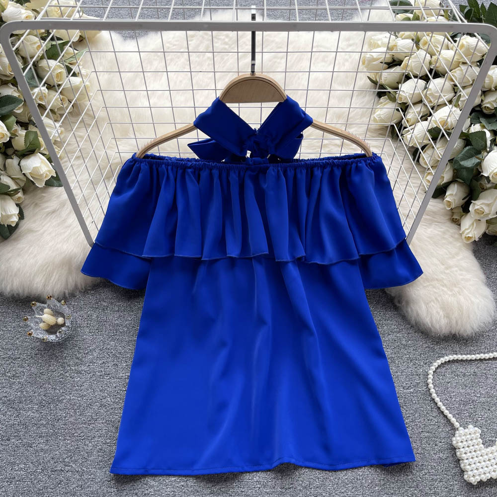 Chiffon flat shoulder shirt loose tops for women