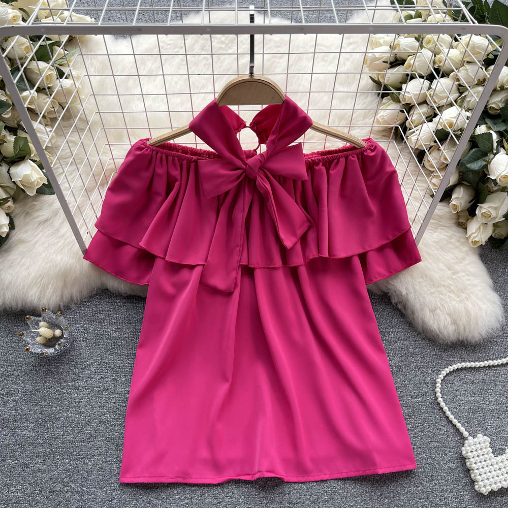 Chiffon flat shoulder shirt loose tops for women