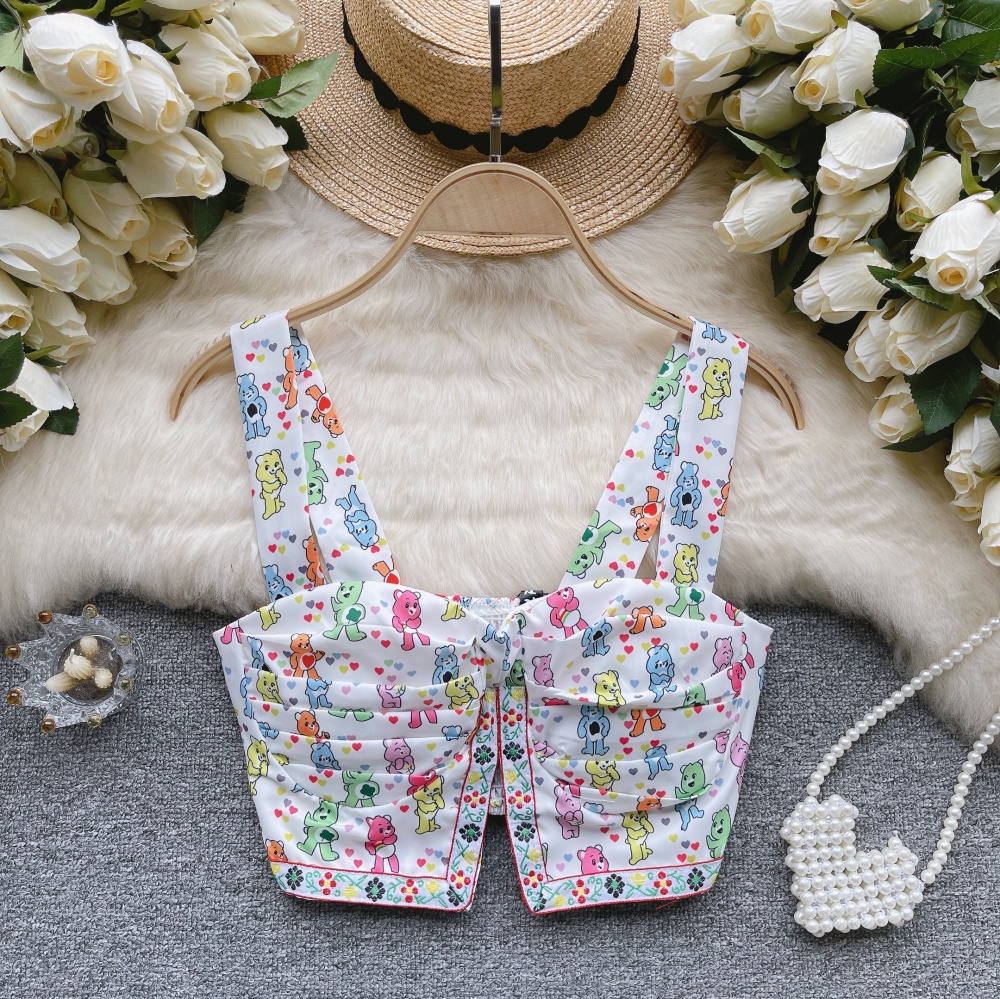 Sling summer tops short floral vest for women