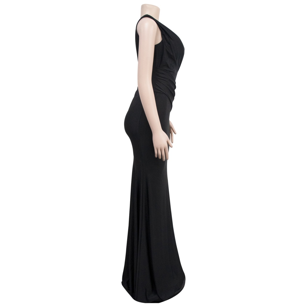 European style V-neck long dress pure dress for women