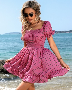European style polka dot dress for women