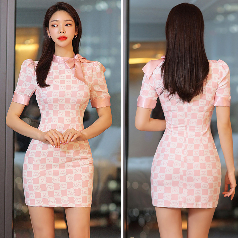 Korean style fashion show high summer printing dress