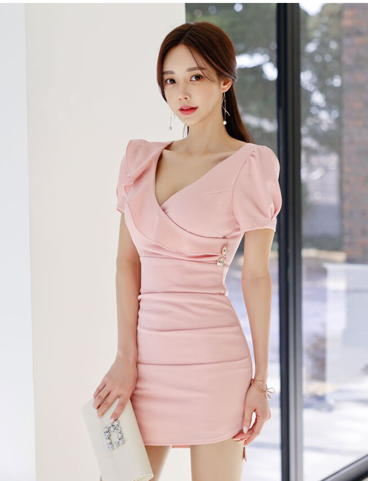Bottoming Korean style V-neck elegant dress