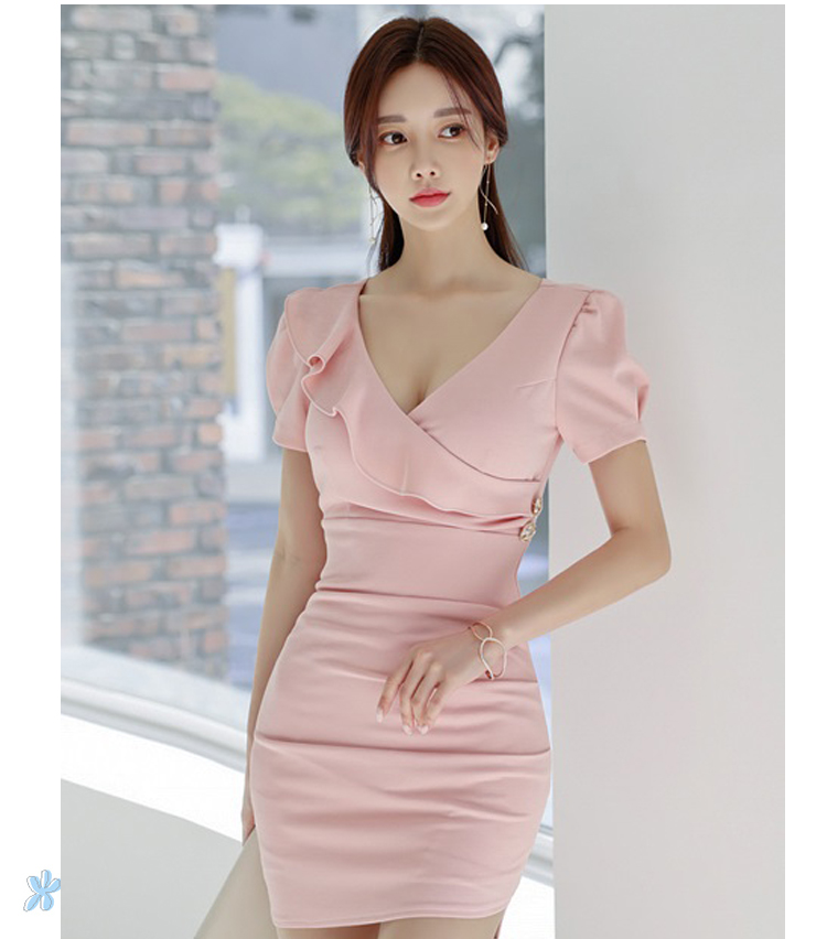 Bottoming Korean style V-neck elegant dress