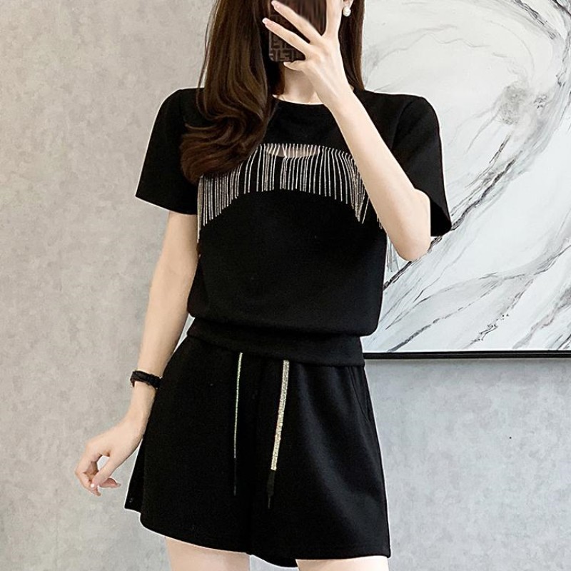 Simple short casual pants short sleeve T-shirt 2pcs set