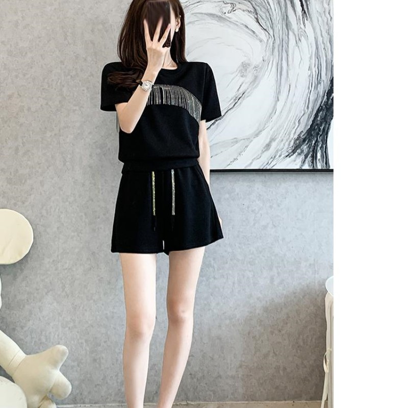 Simple short casual pants short sleeve T-shirt 2pcs set