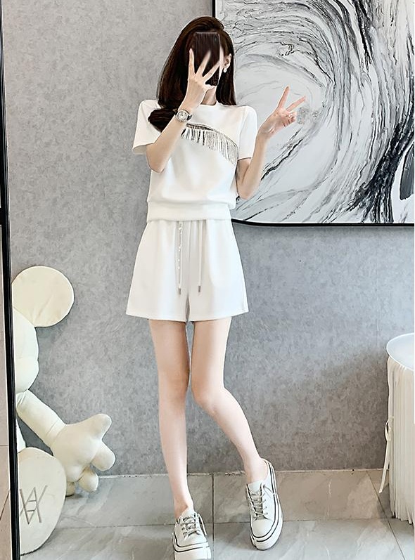 Simple short casual pants short sleeve T-shirt 2pcs set