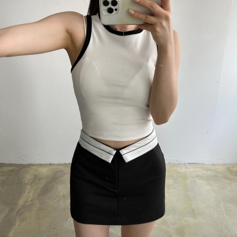 Flanging Korean style short skirt mixed colors culottes