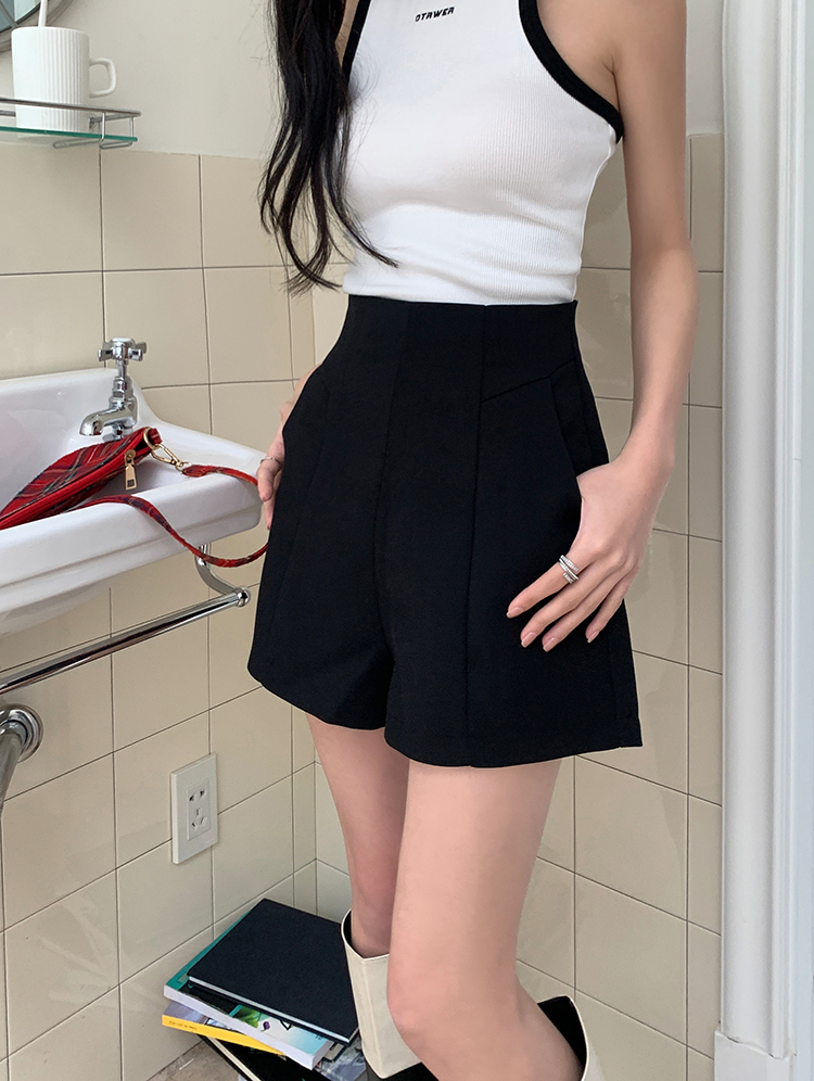 Black Casual business suit slim shorts for women