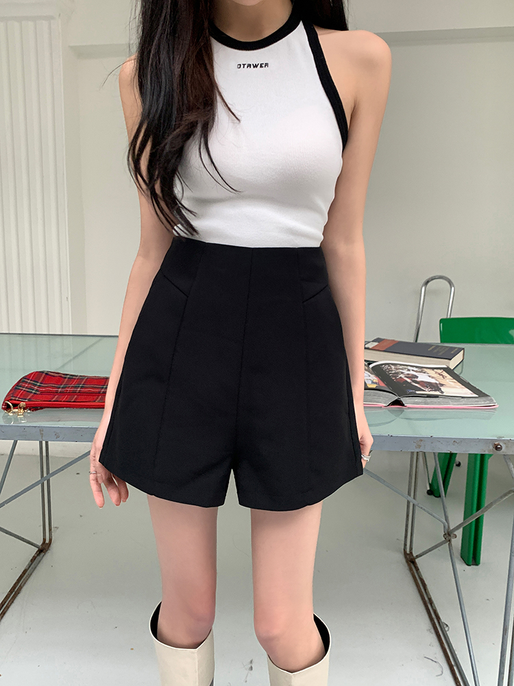 Black Casual business suit slim shorts for women