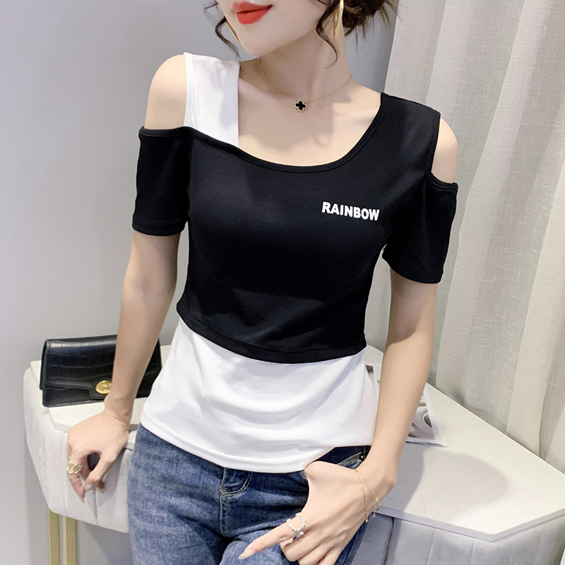 Mixed colors fashion short sleeve summer T-shirt for women