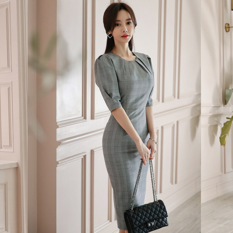 Temperament summer profession slim long Korean style dress