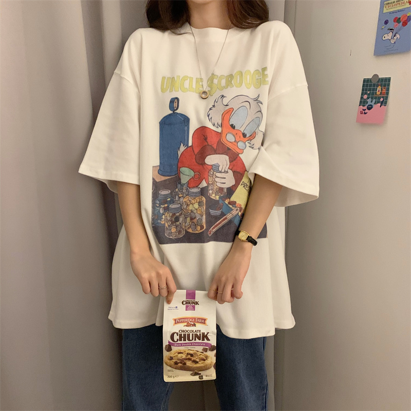 Short sleeve Japanese style loose T-shirt for women