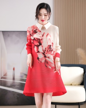 White long sleeve gradient spring and autumn dress for women