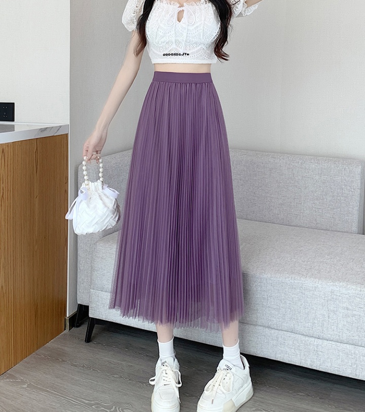 Drape gauze long skirt pleated spring and summer skirt for women