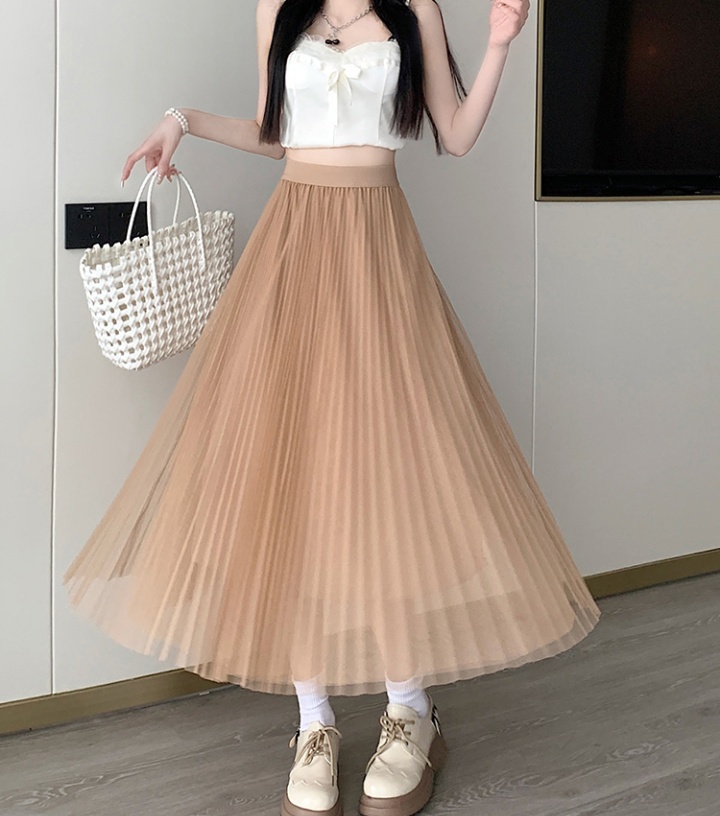 Drape gauze long skirt pleated spring and summer skirt for women