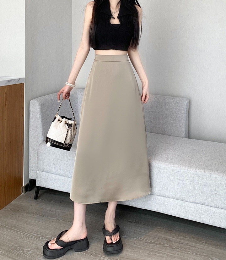 High waist satin long dress big skirt skirt for women