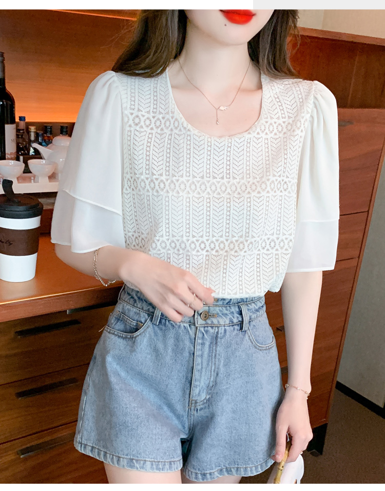Korean style summer chiffon shirt lotus sleeve shirts