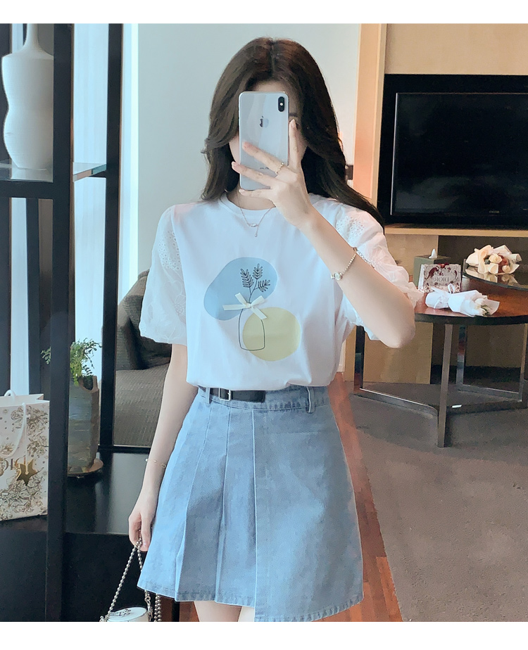 Simple splice small shirt pullover chiffon T-shirt for women