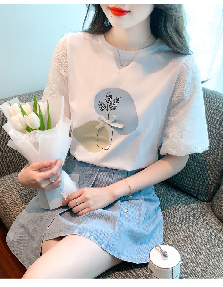 Simple splice small shirt pullover chiffon T-shirt for women