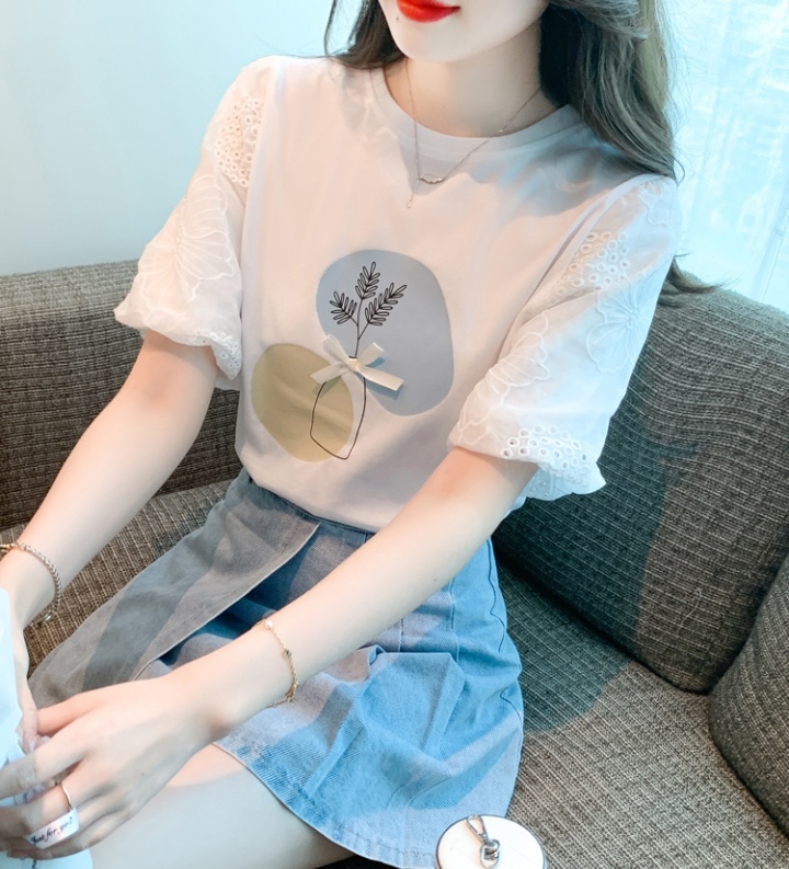 Simple splice small shirt pullover chiffon T-shirt for women