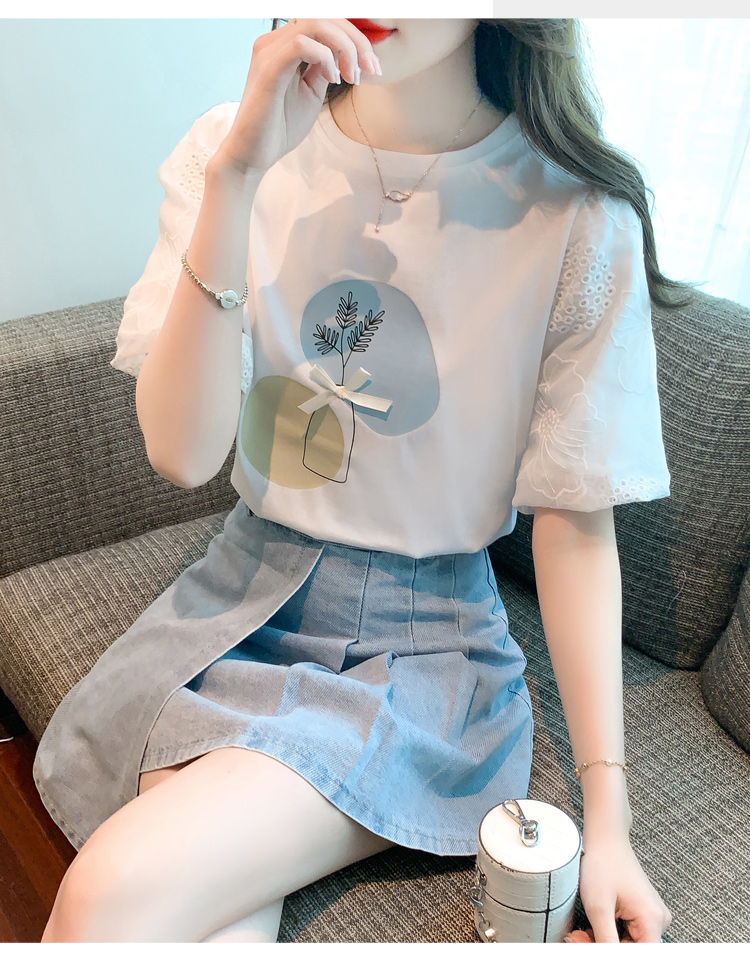 Simple splice small shirt pullover chiffon T-shirt for women