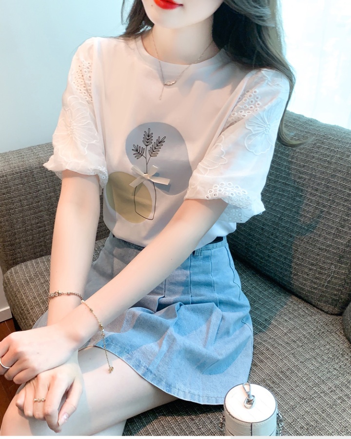 Simple splice small shirt pullover chiffon T-shirt for women