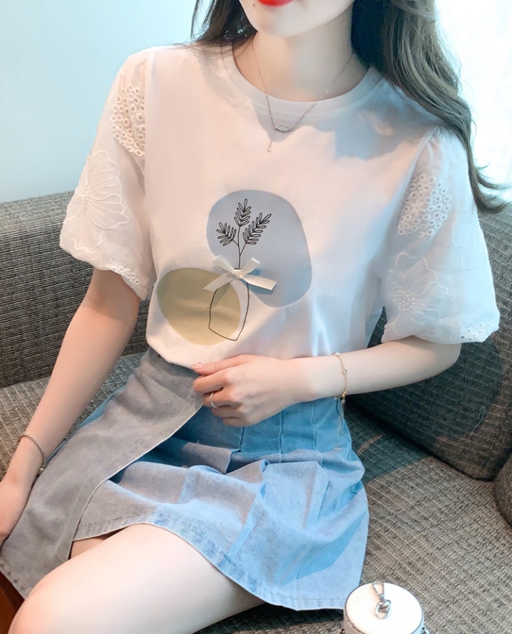 Simple splice small shirt pullover chiffon T-shirt for women