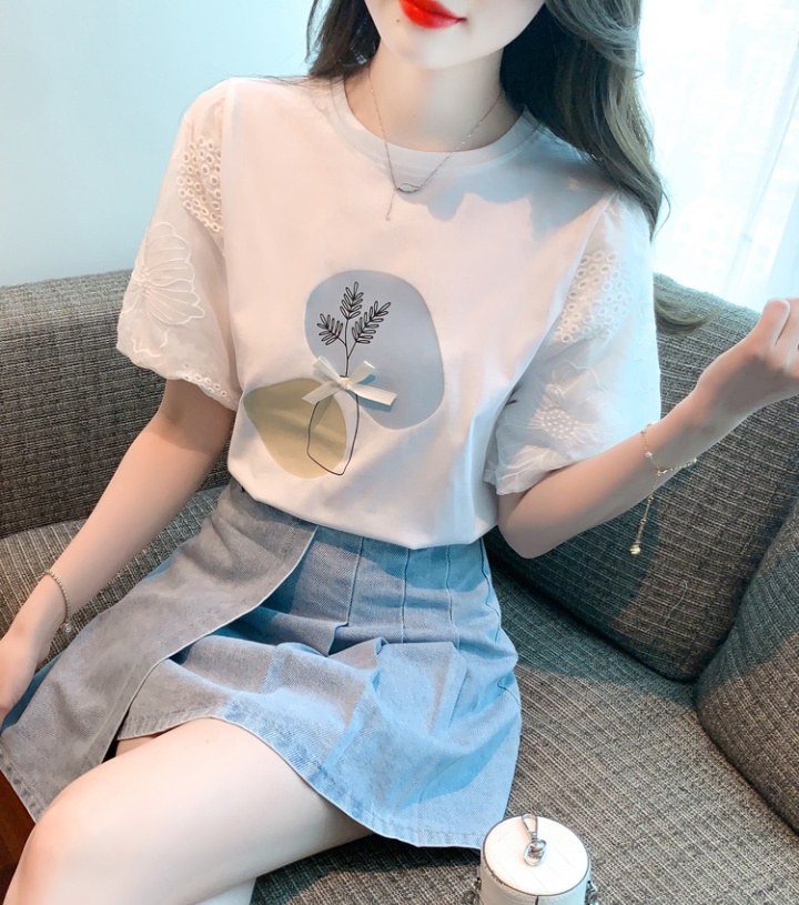 Simple splice small shirt pullover chiffon T-shirt for women