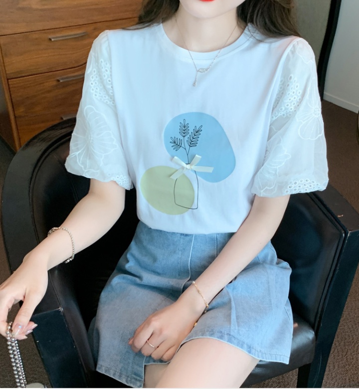 Simple splice small shirt pullover chiffon T-shirt for women