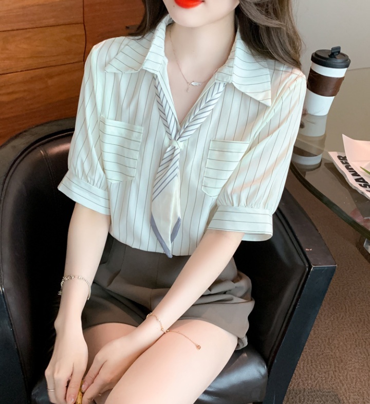 Simple stripe small shirt Korean style summer scarves