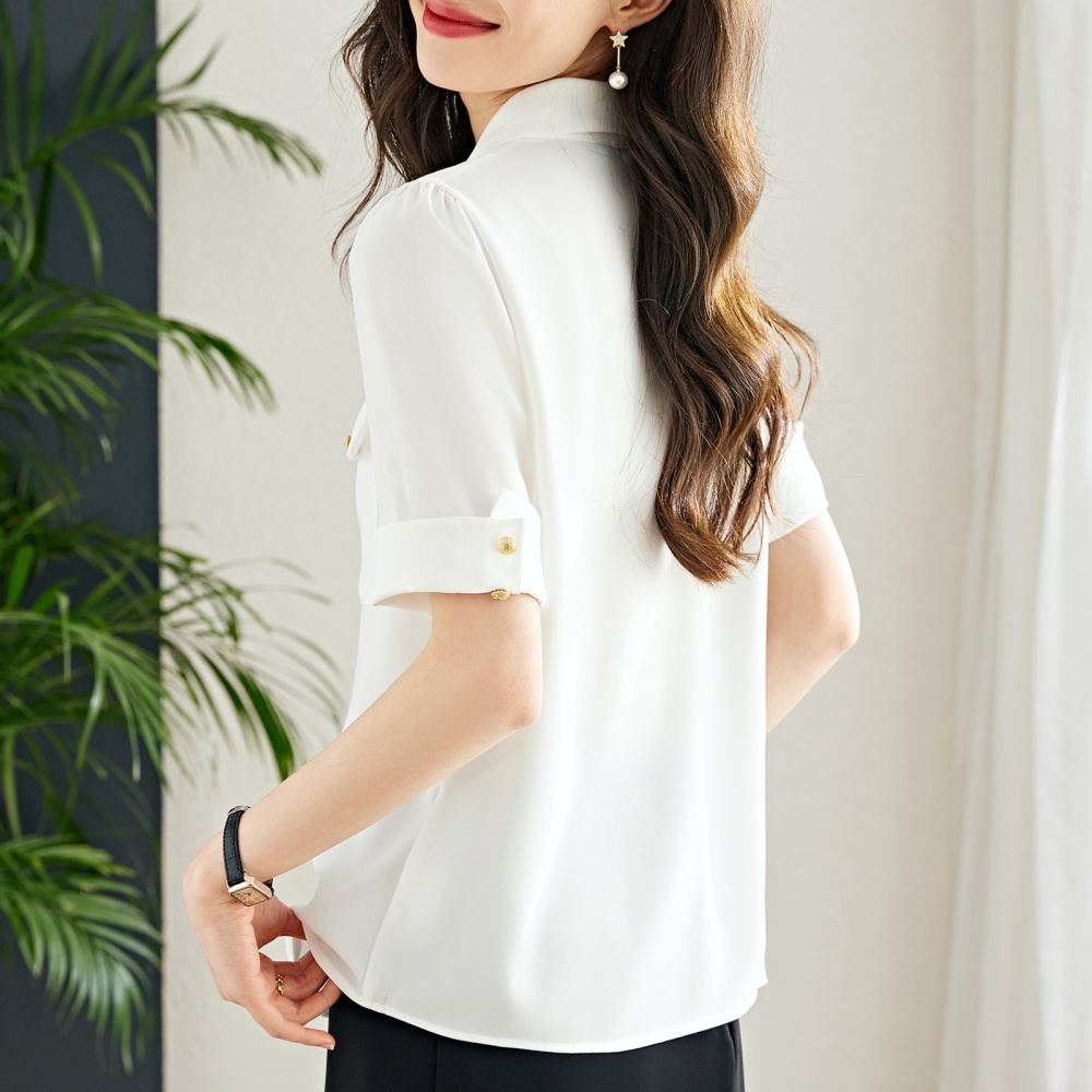 Fashion all-match shirt short sleeve tops for women