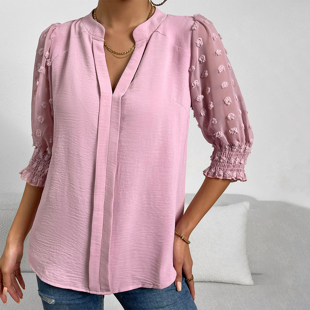 Temperament shirt V-neck tops for women