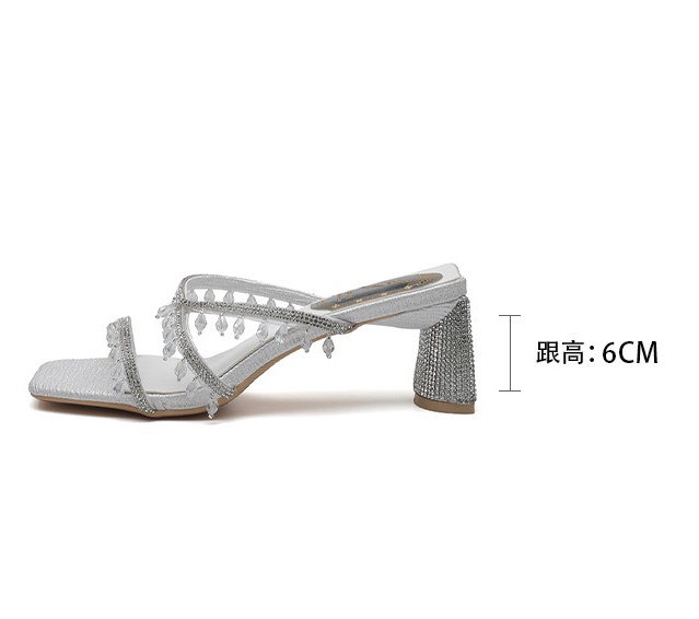 High-heeled summer slippers pure temperament sandals for women