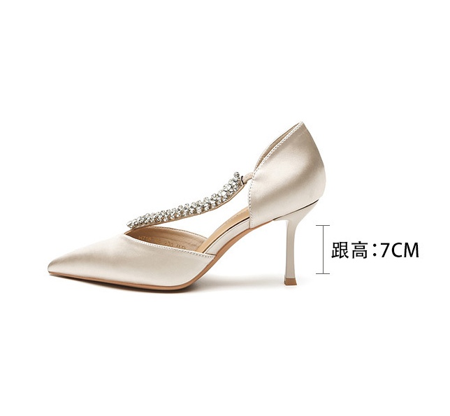 Fine-root summer fashion and elegant temperament satin shoes