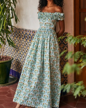Temperament floral dress retro long dress