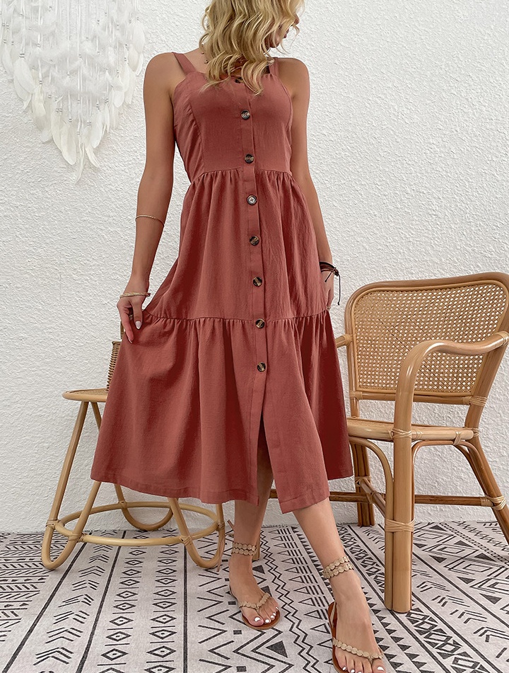 Pure sling summer cardigan cotton linen European style dress