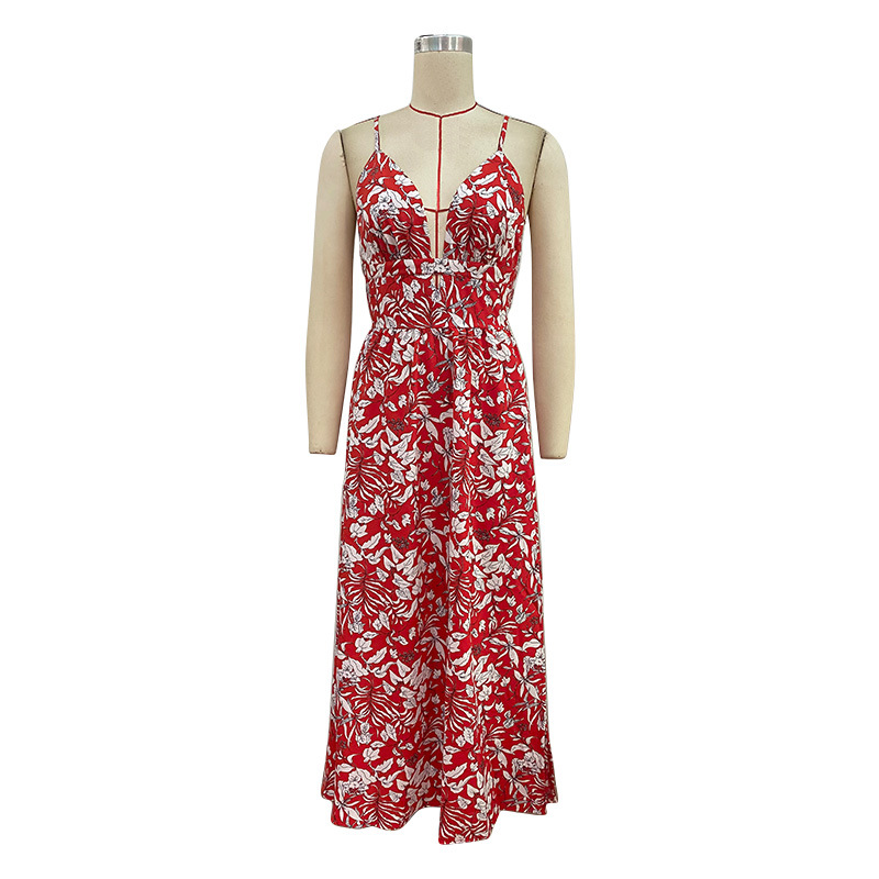 Fashion red summer sling European style dress for women