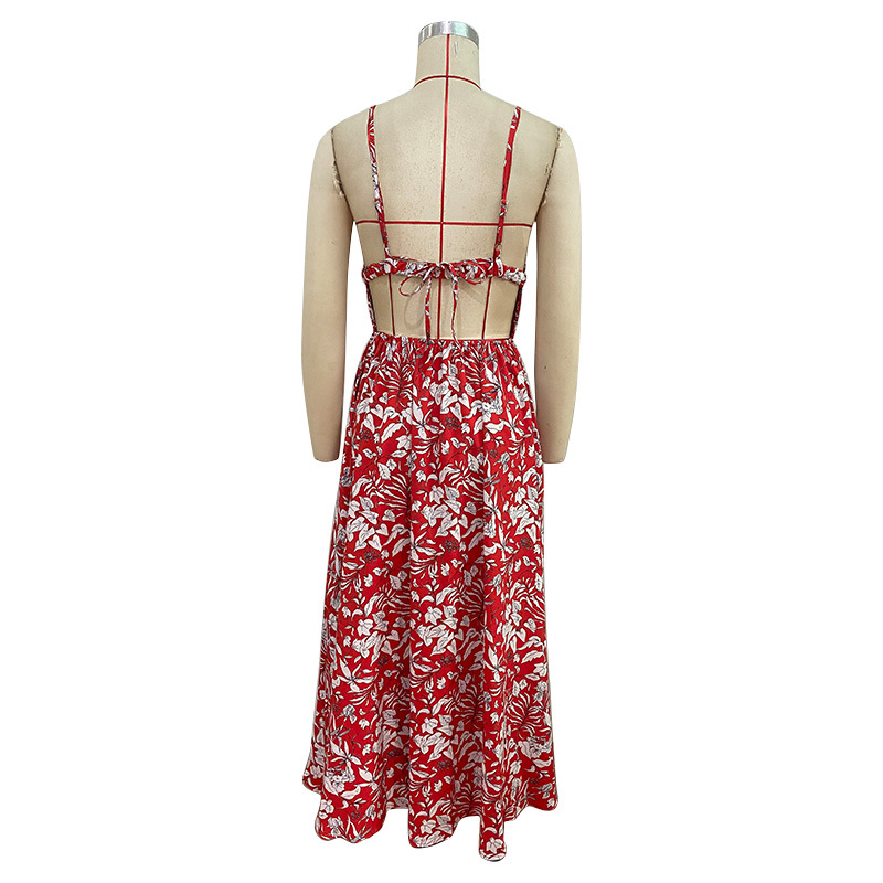 Fashion red summer sling European style dress for women