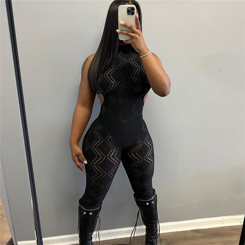 Sexy fitness summer high waist jumpsuit for women