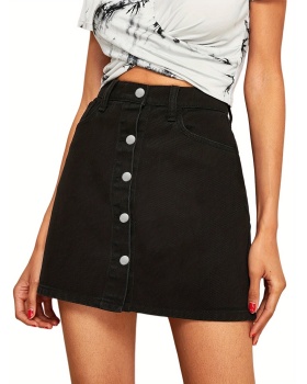 High waist denim European style slim short skirt
