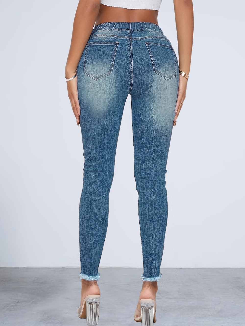 European style jeans denim pencil pants for women