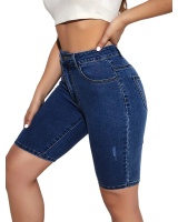 Tight straight jeans European style five pants for women