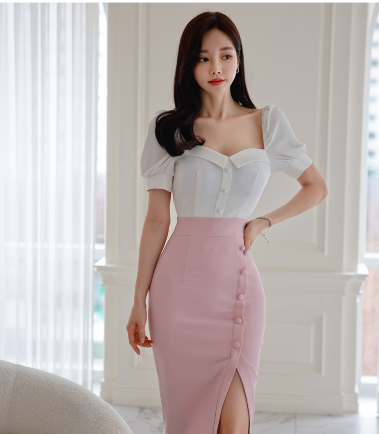 Fashion Korean style dress ladies split T-back