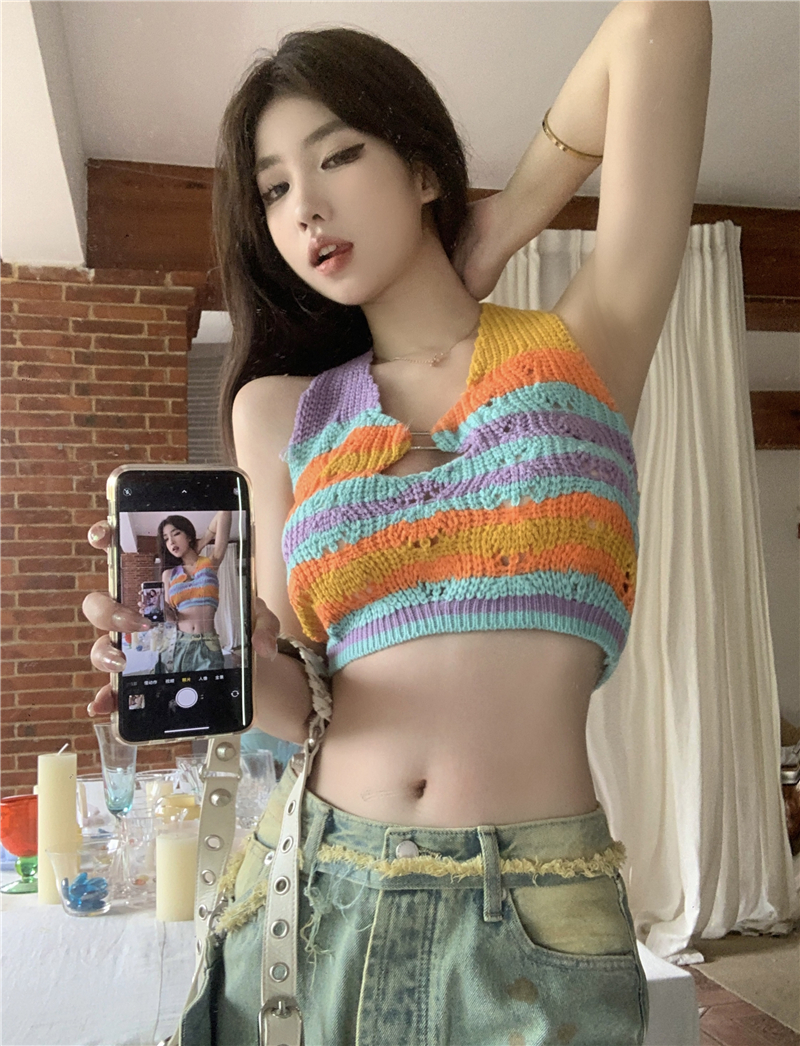 Halter colors spicegirl sling knitted tops for women