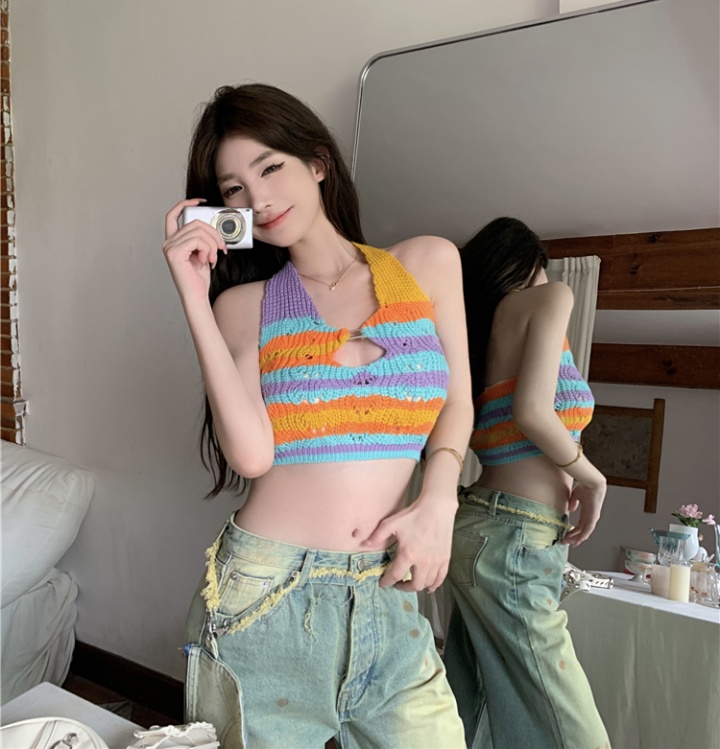 Halter colors spicegirl sling knitted tops for women